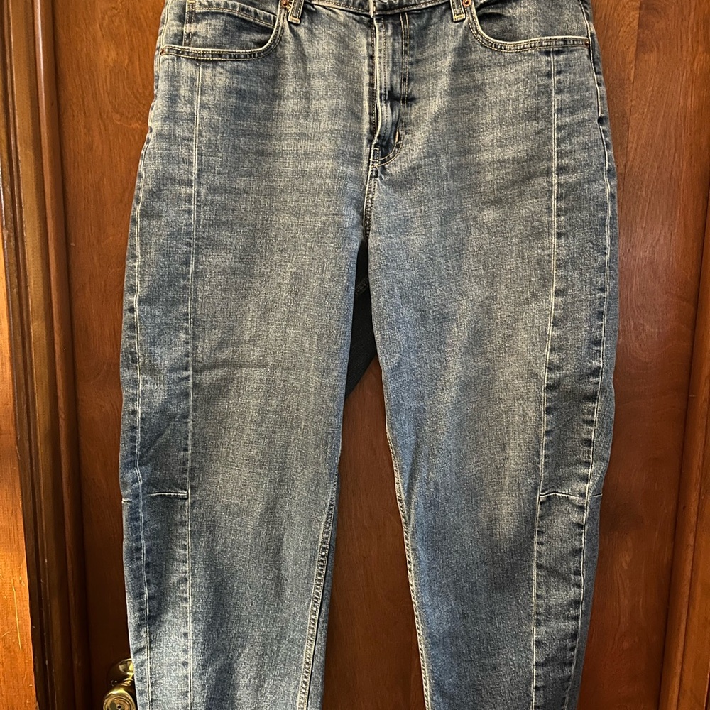 Old Navy High-Rise Barrel Leg Jeans - Dark Blue